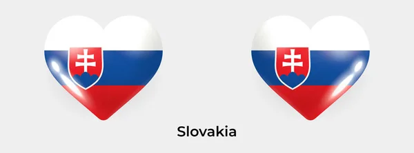 スロバキアの旗 現実的なグラスハートアイコン ベクターのイラスト — ストックベクタ