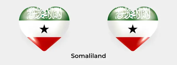 Somaliland Bayrağı Gerçekçi Cam Kalp Ikonu Çizimi — Stok Vektör