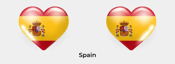 España Bandera Realista Glas Corazón Icono Vector Ilustración — Archivo Imágenes Vectoriales