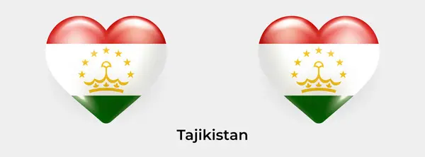 Tadżykistan Flaga Realistyczne Szkło Serce Ikona Wektor Ilustracja — Wektor stockowy