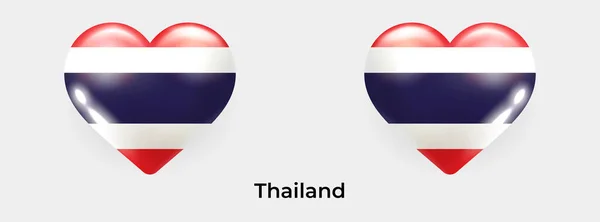 泰国国旗现实的心形图标矢量插图 — 图库矢量图片