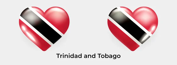 Trinidad Och Tobago Flagga Realistiskt Glas Hjärta Ikon Vektor Illustration — Stock vektor