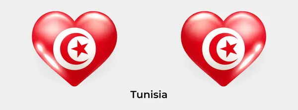Tunesië Vlag Realistisch Glas Hart Icoon Vector Illustratie — Stockvector