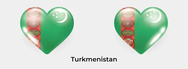 Turkmenistan Flaga Realistyczne Szkło Serce Ikona Wektor Ilustracja — Wektor stockowy