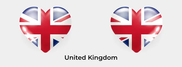 United Kingdom Flag Realistic Glas Heart Icon Vector Illustration — Stock Vector