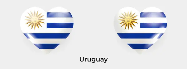 Uruguay Zászló Realisztikus Üvegszív Ikon Vektor Illusztráció — Stock Vector