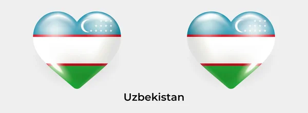 Uzbekistan Flaga Realistyczne Szkło Serce Ikona Wektor Ilustracja — Wektor stockowy