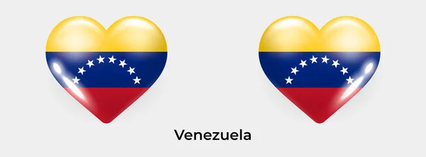Venezuela Bayrağı Gerçekçi Cam Kalp Ikonu Çizimi — Stok Vektör