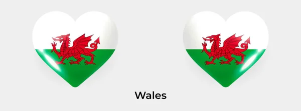 Wales Zászló Realisztikus Üvegszív Ikon Vektor Illusztráció — Stock Vector