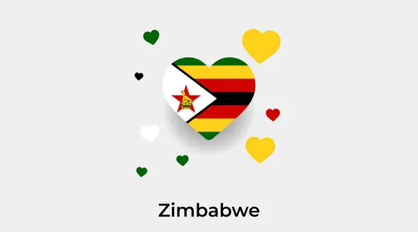 Прапор Зімбабве Форма Серця Додатковими Значками Серця Векторні Ілюстрації — стоковий вектор