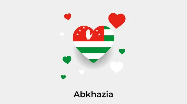 Abkhazie Drapeau Forme Coeur Avec Des Cœurs Supplémentaires Icône Vectorielle — Image vectorielle