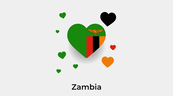 Zambiya bayrak kalp şekli ve ek kalp ikonu vektör illüstrasyonu