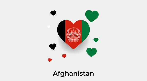 Форма Сердца Афганского Флага Дополнительными Иконками Сердца — стоковый вектор