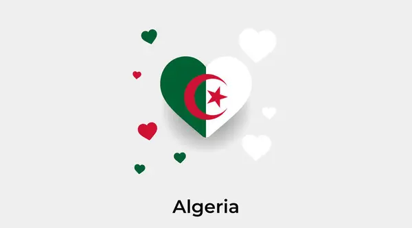 Algieria Flaga Serce Kształt Dodatkowymi Sercami Ikona Wektor Ilustracja — Wektor stockowy