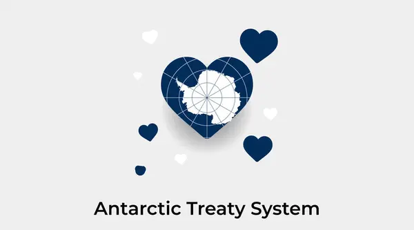 Antartico Trattato Sistema Bandiera Forma Cuore Con Ulteriori Cuori Icona — Vettoriale Stock