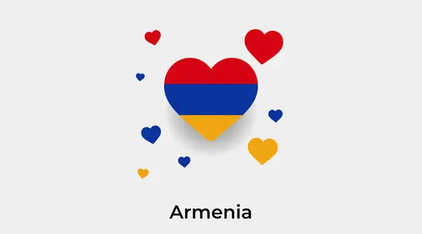 Вірменія Прапор Форма Серця Додатковими Значками Серця Векторні Ілюстрації — стоковий вектор