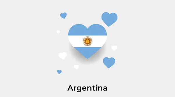 带有附加心脏图标矢量说明的阿根廷国旗心脏形状 — 图库矢量图片