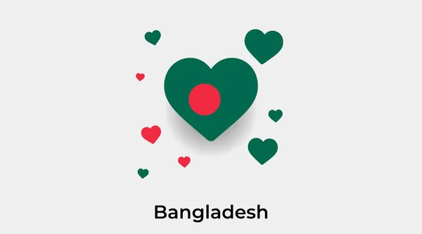 Bangladesch Flagge Herzform Mit Zusätzlichen Herzen Symbol Vektor Illustration — Stockvektor