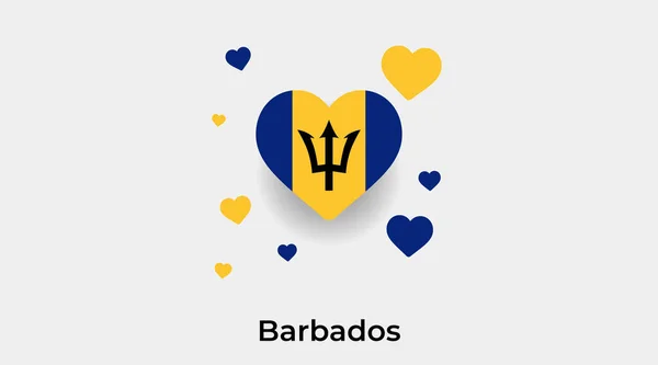 Barbados Flagga Hjärta Form Med Ytterligare Hjärtan Ikon Vektor Illustration — Stock vektor