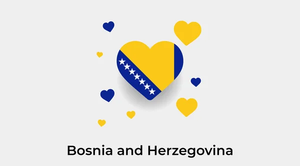 ボスニアとヘルツェゴビナのフラッグハートの形 追加のハートアイコンベクターイラスト — ストックベクタ