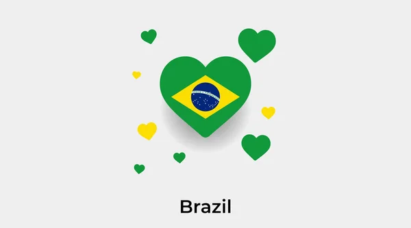 Bandera Brasil Forma Corazón Con Ilustración Adicional Icono Corazones Vector — Archivo Imágenes Vectoriales