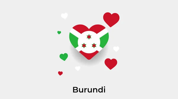Burundi Flagge Herzform Mit Zusätzlichen Herzen Symbol Vektor Illustration — Stockvektor
