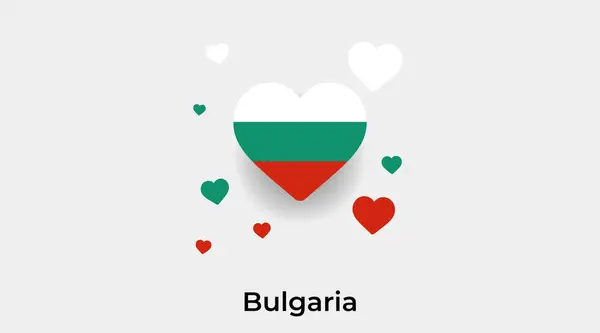 Bulgarie Drapeau Forme Coeur Avec Des Coeurs Supplémentaires Icône Vectorielle — Image vectorielle
