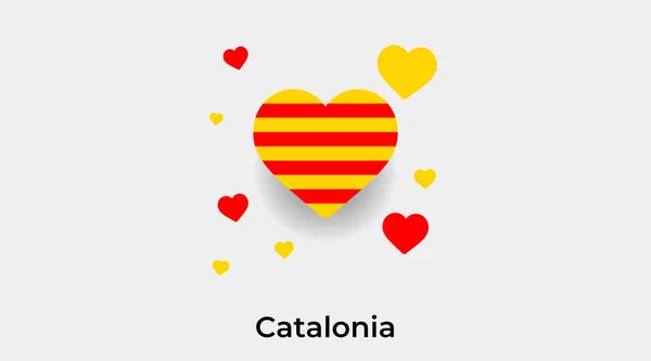 加泰罗尼亚旗心形附加心脏图标矢量插图 — 图库矢量图片