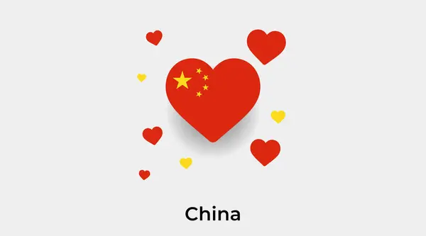 China Flagge Herzform Mit Zusätzlichen Herzen Symbol Vektor Illustration — Stockvektor