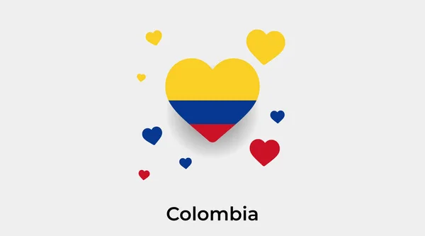Kolombiya Bayrak Kalp Şekli Kalp Ikonu Vektör Illüstrasyonu — Stok Vektör