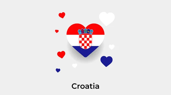クロアチアのフラッグハート形状 ハートアイコンベクターイラスト — ストックベクタ