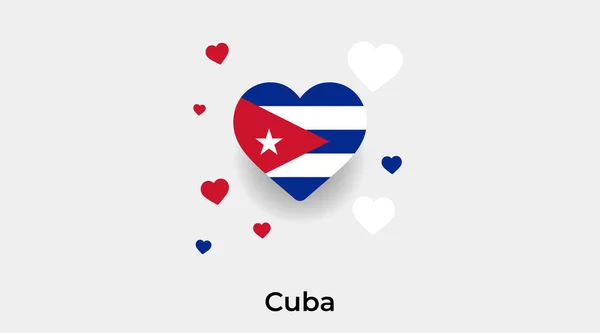 Bandera Cuba Forma Corazón Con Ilustración Adicional Icono Corazones Vector — Archivo Imágenes Vectoriales