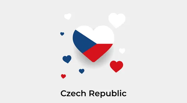 Tschechische Republik Flagge Herzform Mit Zusätzlichen Herzen Symbol Vektor Illustration — Stockvektor