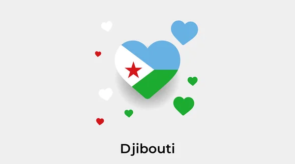 Σημαία Του Τζιμπουτί Σχήμα Καρδιάς Πρόσθετες Καρδιές Εικονίδιο Διανυσματική Απεικόνιση — Διανυσματικό Αρχείο