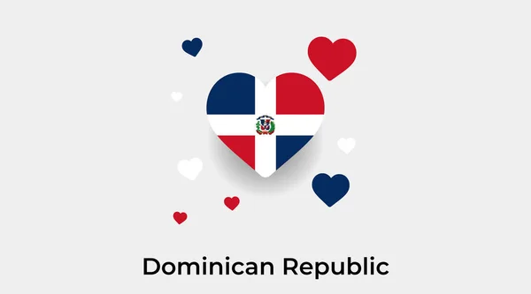 República Dominicana Bandera Forma Corazón Con Ilustración Adicional Icono Corazones — Vector de stock