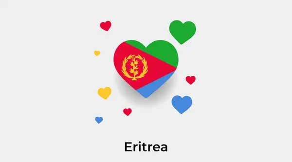 Eritrea Flag Heart Shape Additional Hearts Icon Vector Illustration — Stock Vector