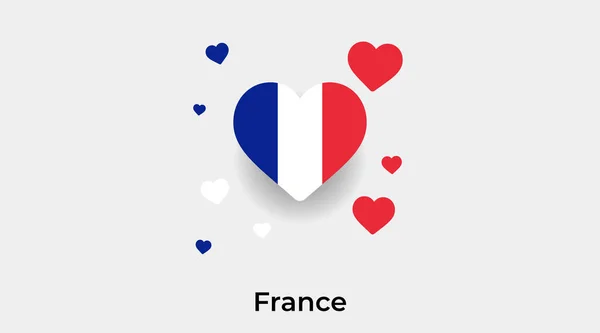 Флаг Франции Форма Сердца Дополнительными Иконками Сердца Векторные Иллюстрации — стоковый вектор