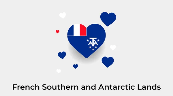 Franse Zuidelijke Antarctische Landen Vlag Hartvorm Met Extra Harten Pictogram — Stockvector