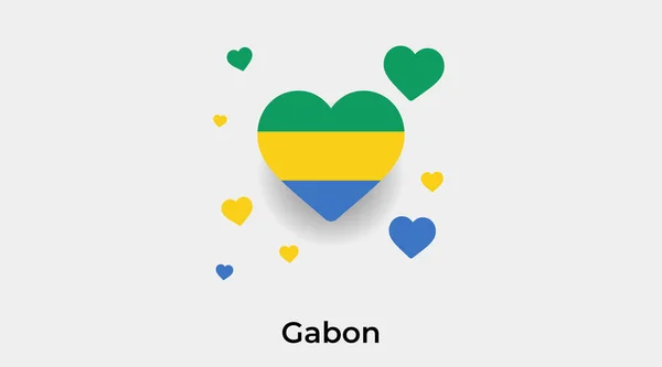 Форма Сердца Флагом Габона Дополнительными Иконками Сердца — стоковый вектор