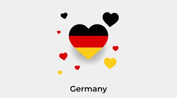 Германия Флаг Формы Сердца Дополнительными Иконками Сердца Векторной Иллюстрации — стоковый вектор