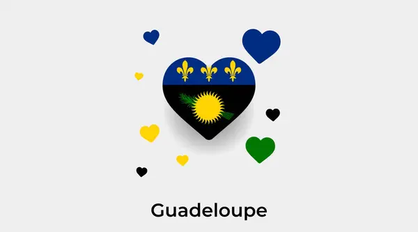 Guadeloupe Flag Heart Shape Additional Hearts Icon Vector Illustration — Stock Vector