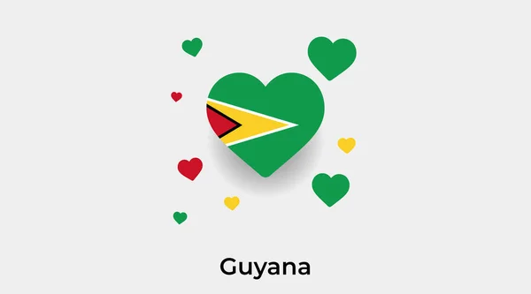 Guyana Flag Heart Shape Additional Hearts Icon Vector Illustration — Stock Vector