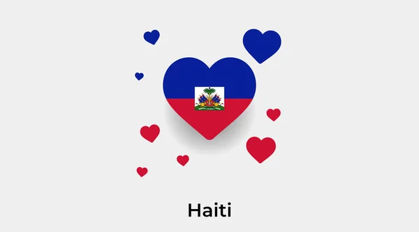 Haiti Flagga Hjärta Form Med Ytterligare Hjärtan Ikon Vektor Illustration — Stock vektor