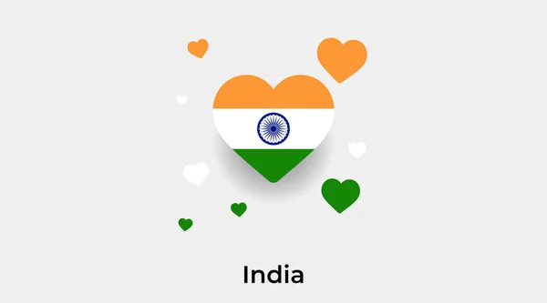Ινδία Σχήμα Καρδιάς Σημαία Επιπλέον Καρδιές Εικονίδιο Διάνυσμα Εικονογράφηση — Διανυσματικό Αρχείο