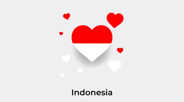 Ινδονησία Σχήμα Καρδιάς Σημαία Επιπλέον Καρδιές Εικονίδιο Διάνυσμα Εικονογράφηση — Διανυσματικό Αρχείο