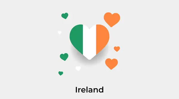 Irlanda Bandeira Coração Forma Com Corações Adicionais Ícone Vetor Ilustração — Vetor de Stock