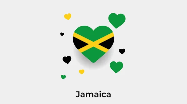 牙买加国旗心脏形状与附加心脏图标矢量说明 — 图库矢量图片