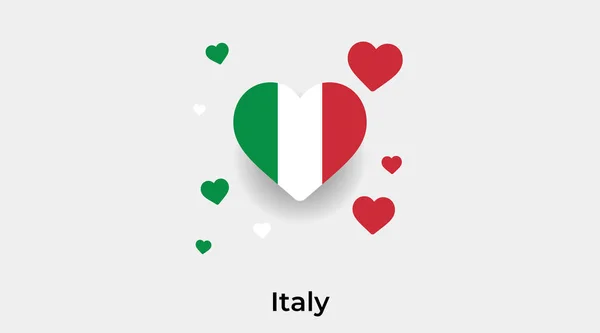 Italia Bandiera Forma Cuore Con Ulteriori Cuori Icona Vettoriale Illustrazione — Vettoriale Stock