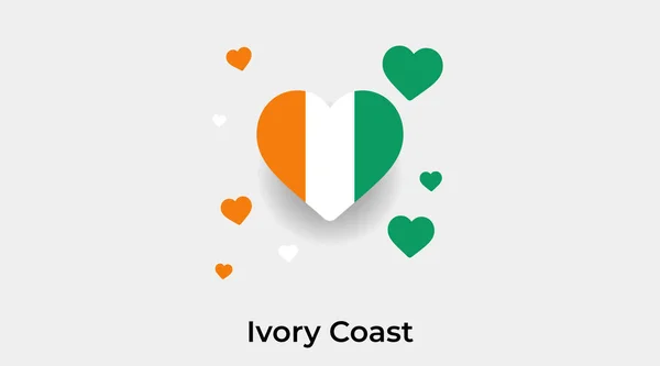 Costa Marfim Bandeira Forma Coração Com Corações Adicionais Ícone Vetor — Vetor de Stock
