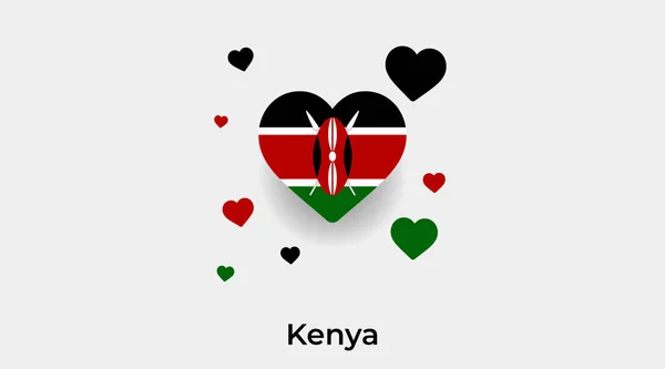 Kenia Flaga Serce Kształt Dodatkowymi Sercami Ikona Wektor Ilustracja — Wektor stockowy